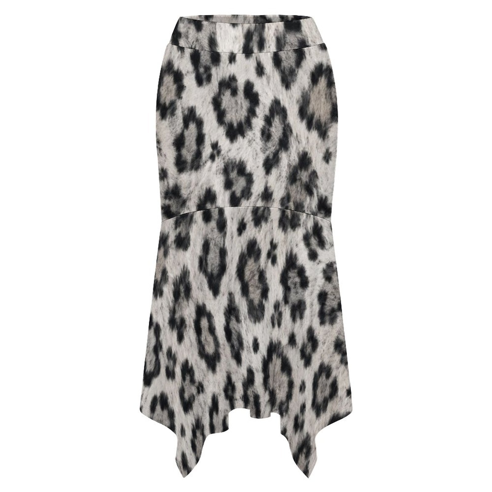 180gsm Irregular Hemmed Skirt(All-Over Printing) - Snow leopard