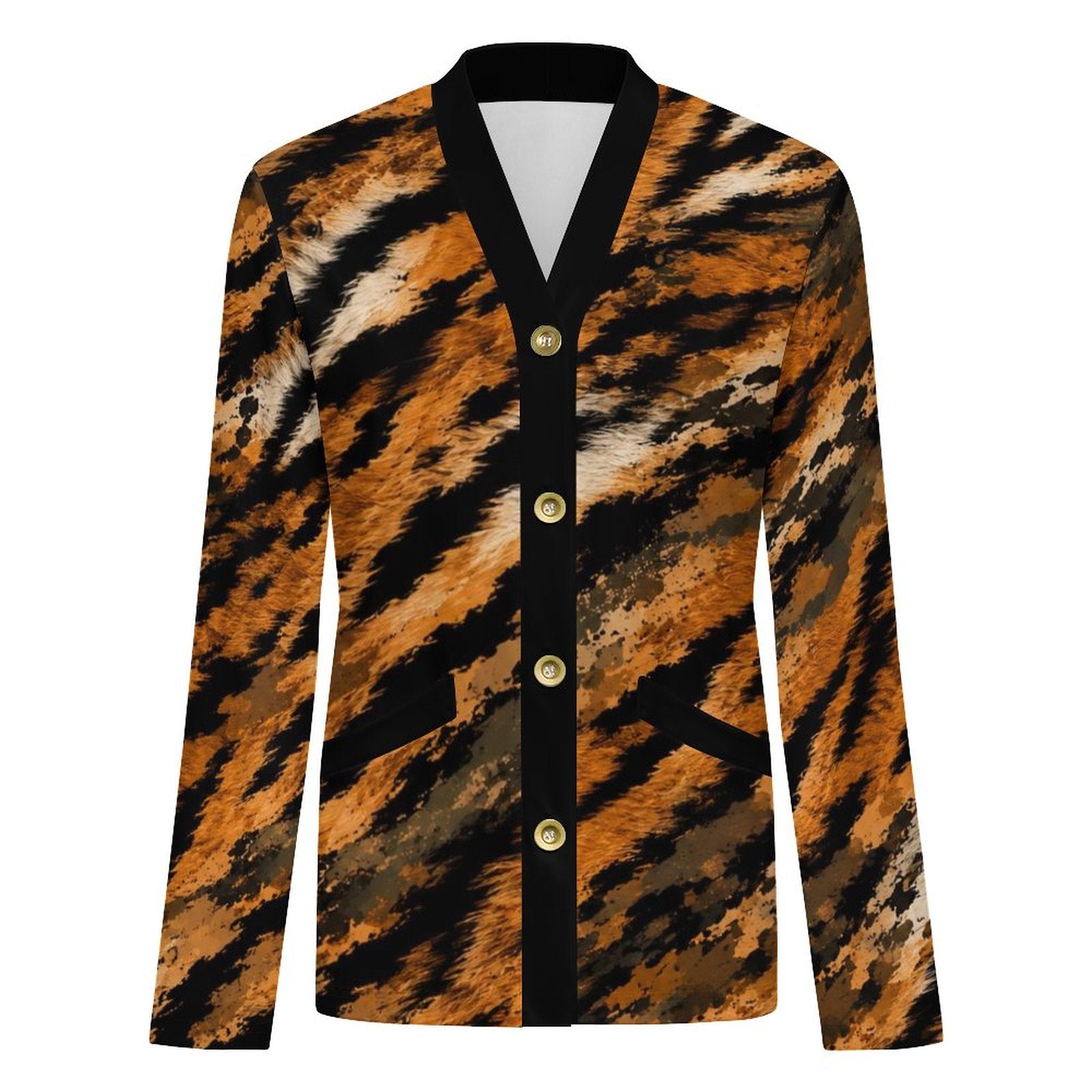 170gsm Women's Lightweight Cardigan(All-Over Printing) - tiger-fur camouflage
