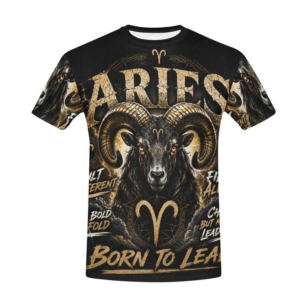 AOP T-Shirt - Aries - Born to lead Men's All Over Print Crew Neck T-Shirt(T40-2)