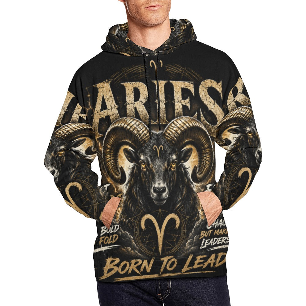 AOP Hoodie - Aries - Born to lead Men's All Over Print Hoodie (USA Size) (Model H13)