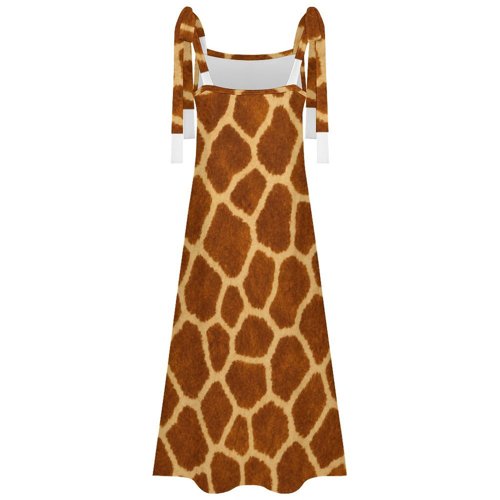 180gsm Ankle-length Slip Dress With Straps(All-Over Printing) - Giraffe Hide