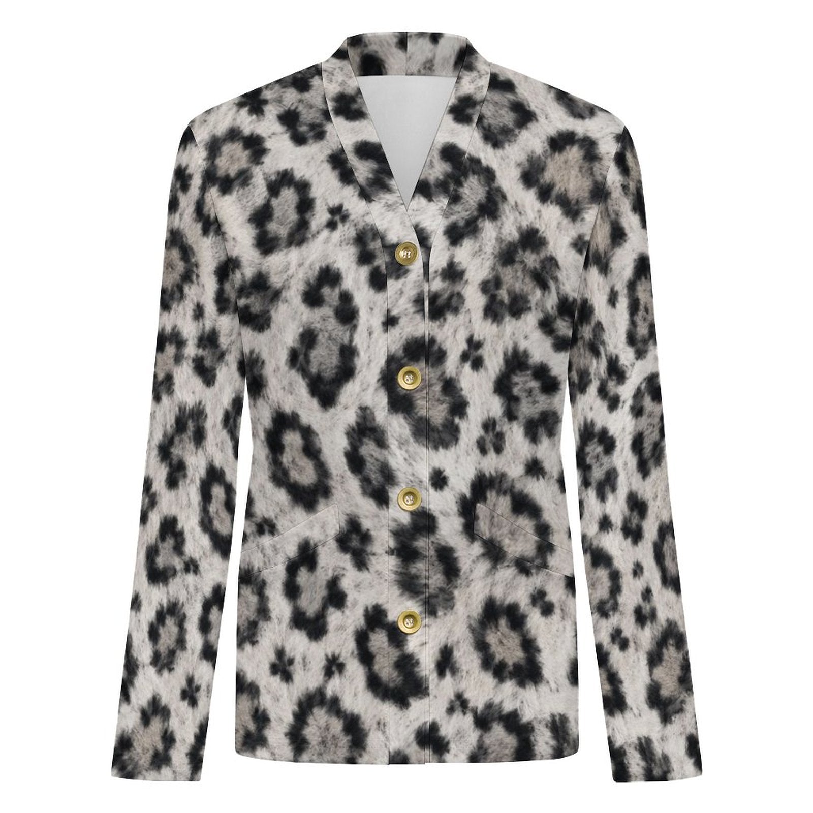 170gsm Women's Lightweight Cardigan(All-Over Printing) - Snow leopard