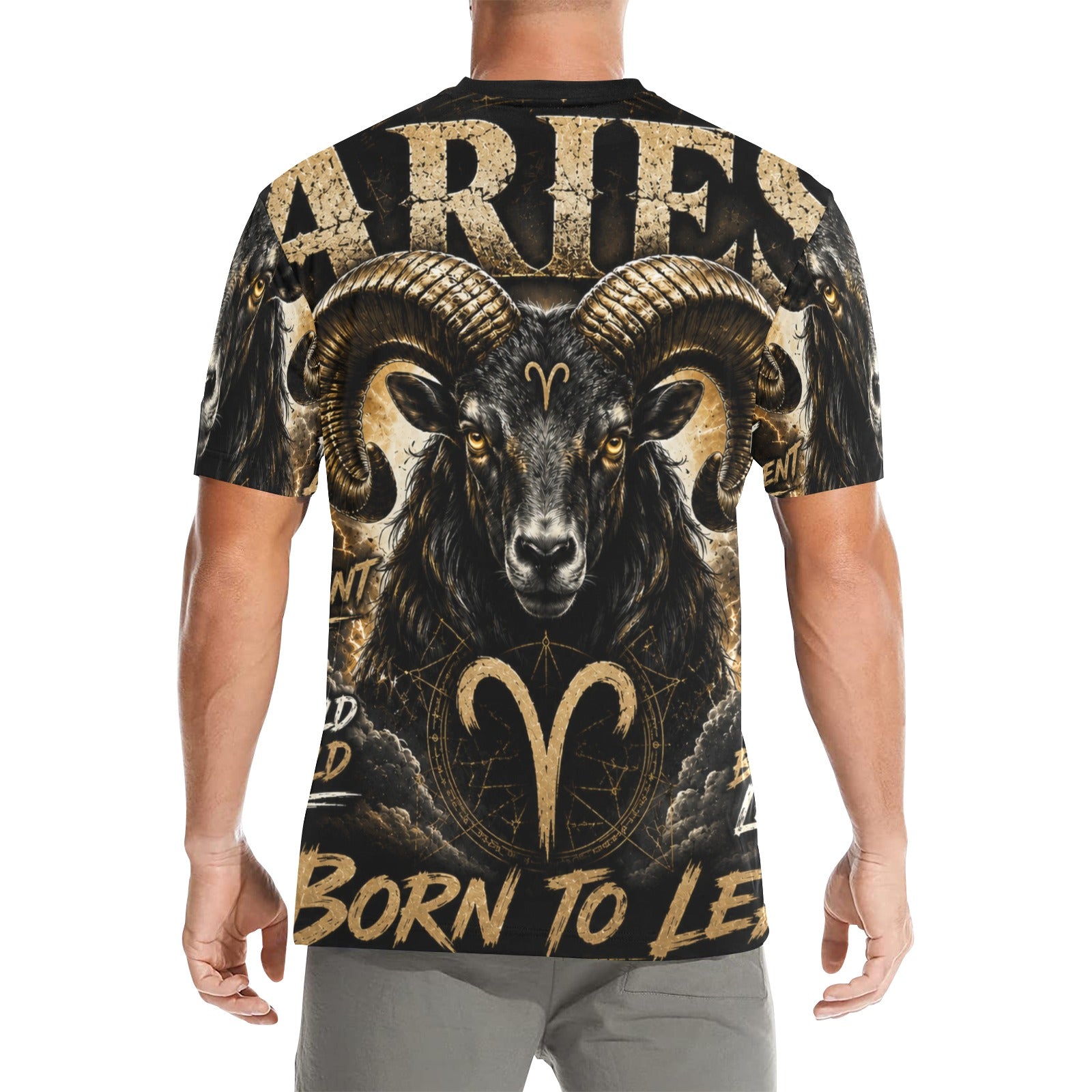 AOP T-Shirt - Aries - Born to lead Men's All Over Print Crew Neck T-Shirt(T40-2)