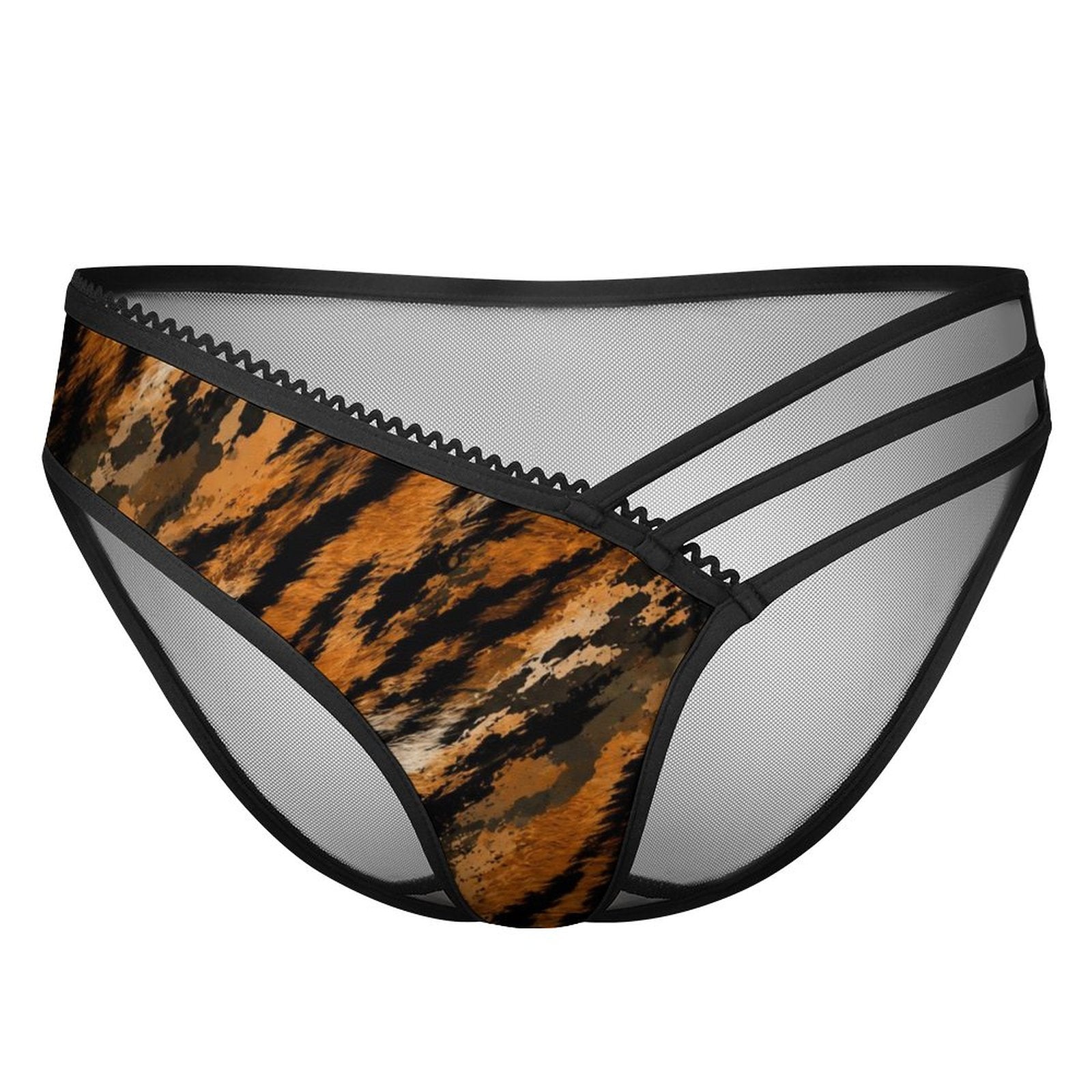 Multi-Strap Lace Briefs(All-Over Printing) - tiger-fur camouflage
