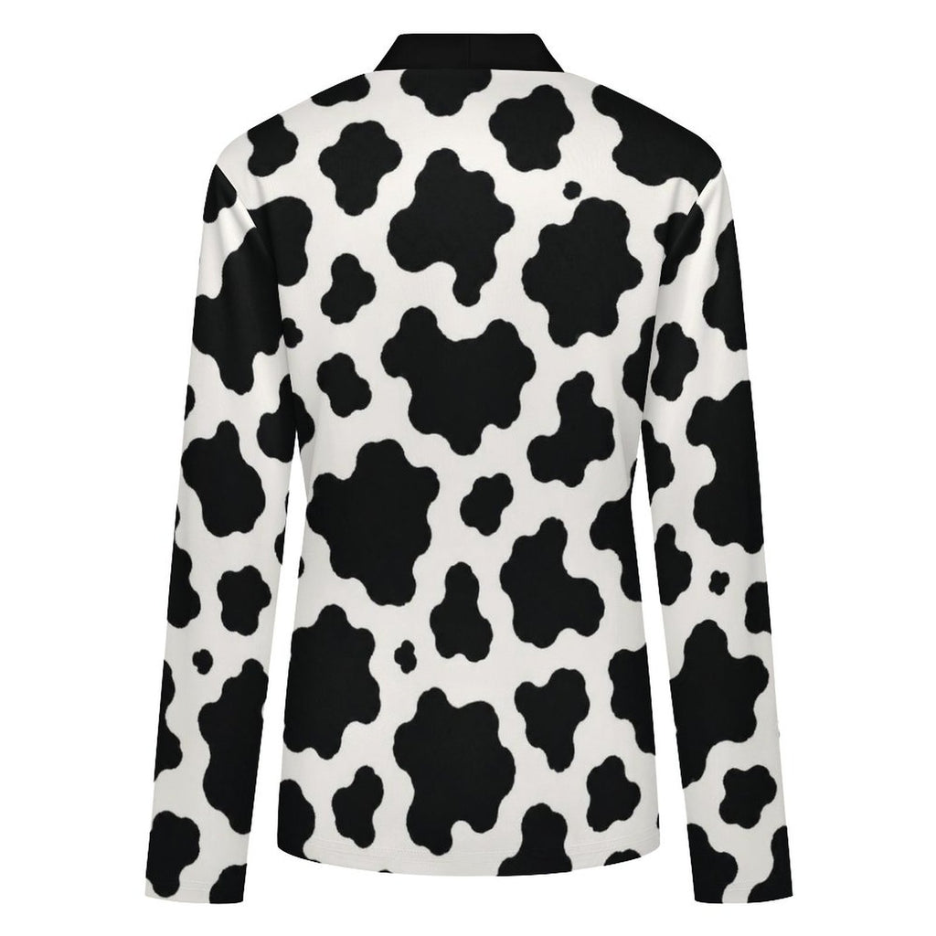 170gsm Women's Lightweight Cardigan(All-Over Printing) - Black-and-White Cowhide
