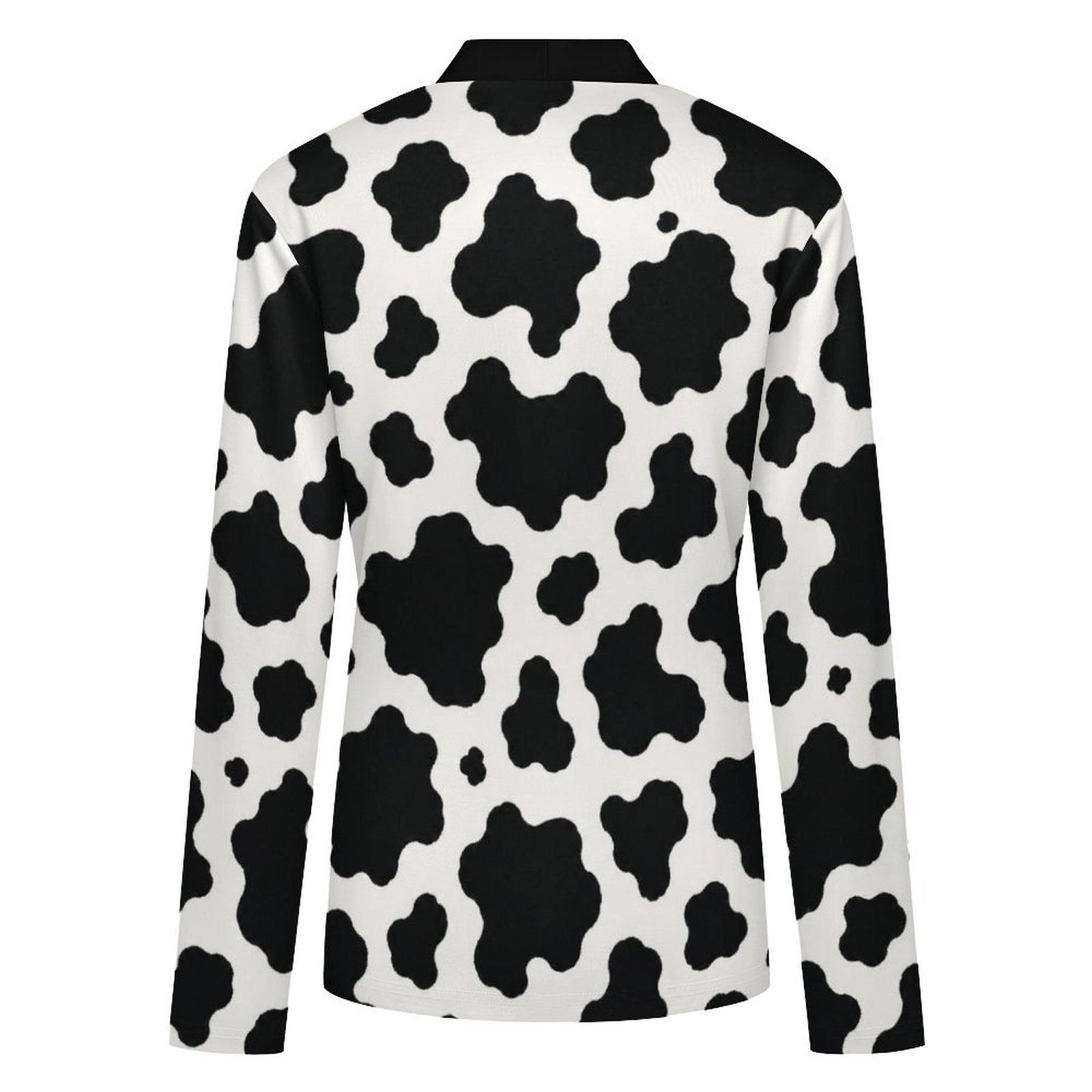 170gsm Women's Lightweight Cardigan(All-Over Printing) - Black-and-White Cowhide
