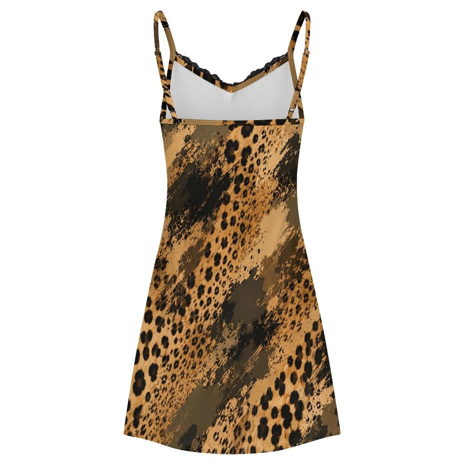 200gsm Lace Camisole Pajama Dress(All-Over Printing) - Cheetah camouflage texture