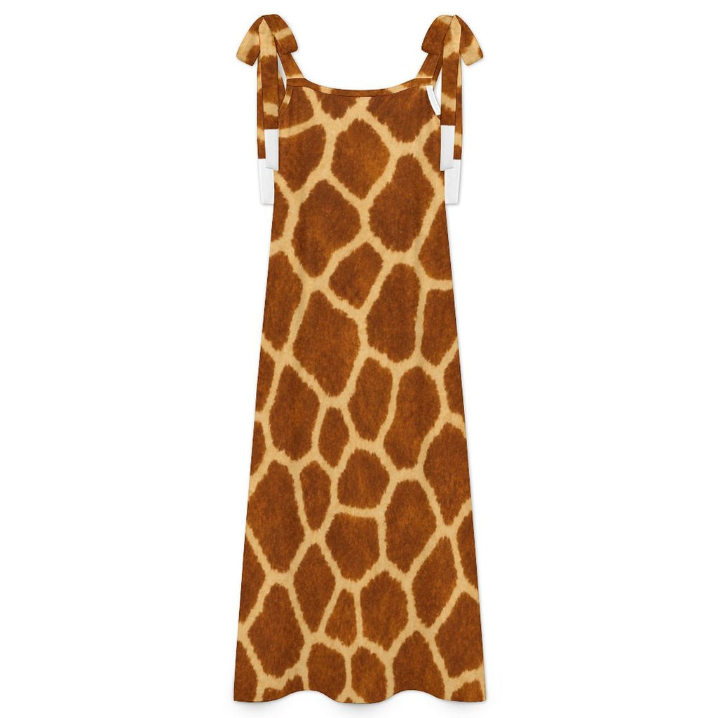 180gsm Ankle-length Slip Dress With Straps(All-Over Printing) - Giraffe Hide