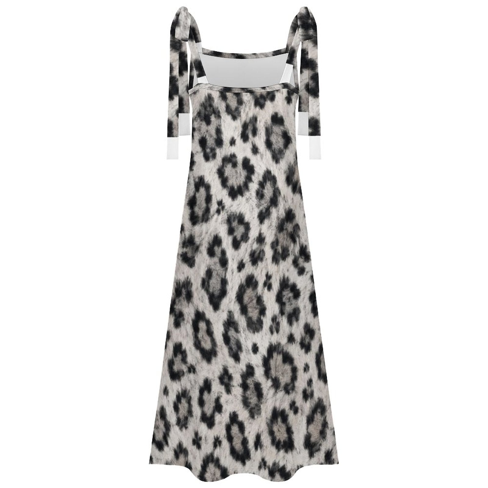 180gsm Ankle-length Slip Dress With Straps(All-Over Printing) - Snow leopard
