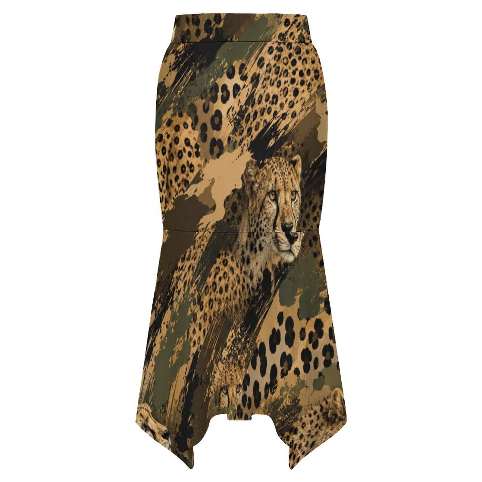 180gsm Irregular Hemmed Skirt(All-Over Printing) - Cheetah camouflage
