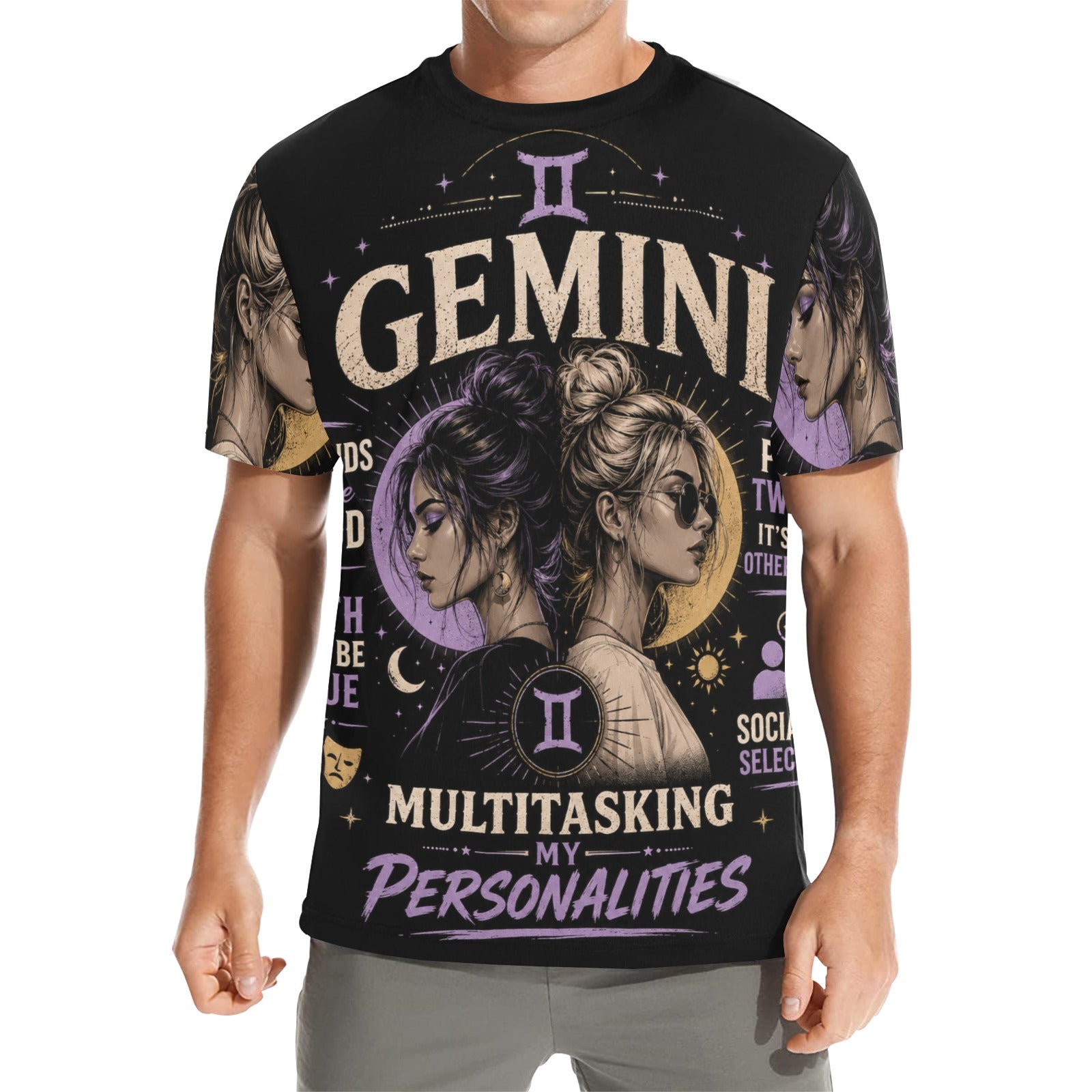 AOP T-Shirt - Gemini - Multitasking my personalities Men's All Over Print Crew Neck T-Shirt(T40-2)