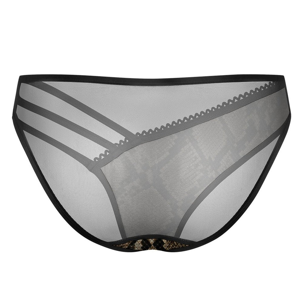 Multi-Strap Lace Briefs(All-Over Printing) - Snake skin Pattern