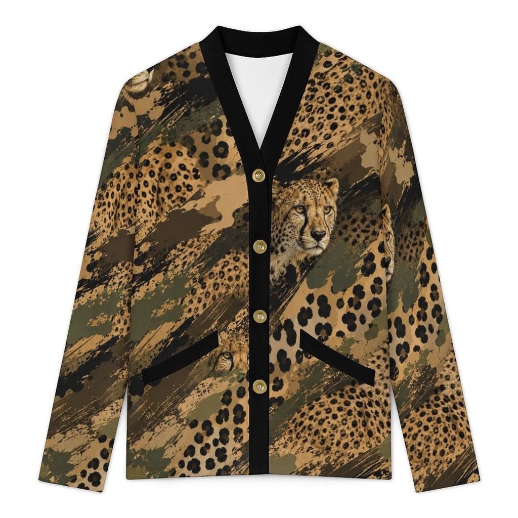 170gsm Women's Lightweight Cardigan(All-Over Printing) - Cheetah camouflage